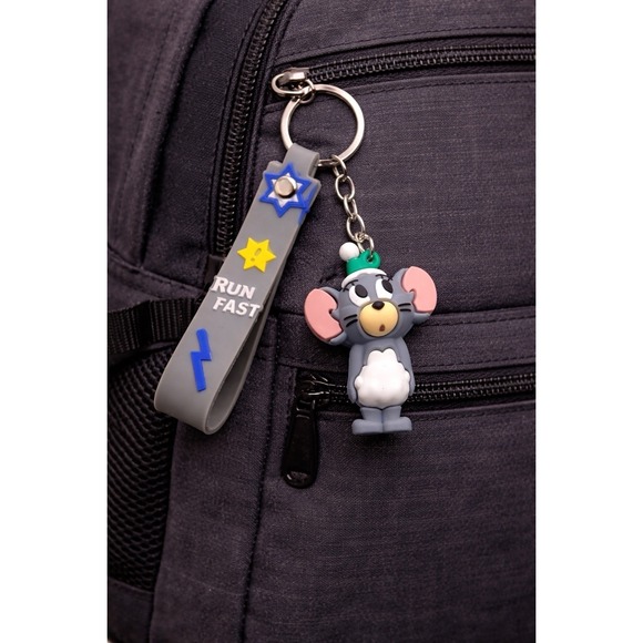 Tom & Jerry Mouse  Keychain Silicone Strap RUN FAST Cartoon Key Ring Bag Charm - Picture 2 of 5
